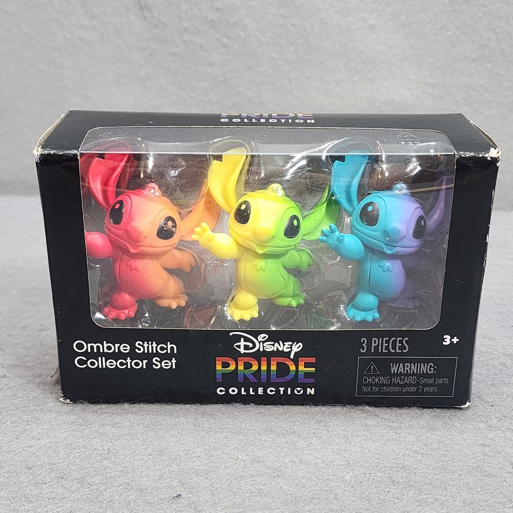 Disney Ombre Stitch Collector Set Pride Rainbow Figures Unisex 3pc Box Set 46019